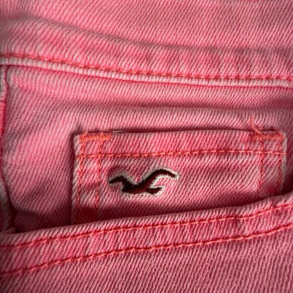 Hollister Wmn’s Neon Pink Micro Mini Denim Shorts Distressed Hem Jean | Sz 29x9 - Picture 6 of 17